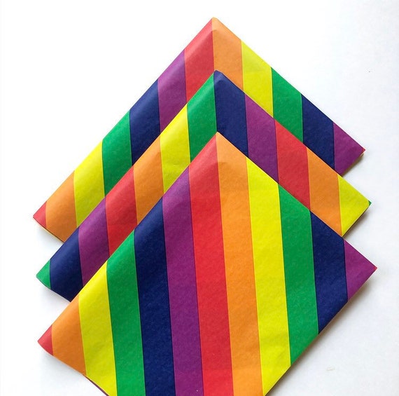 RAINBOW STRIPES tissue paper sheets / gift present wrapping craft supply retail store packaging diy lgbtq pride roygbiv birthday party decor Il_570xn