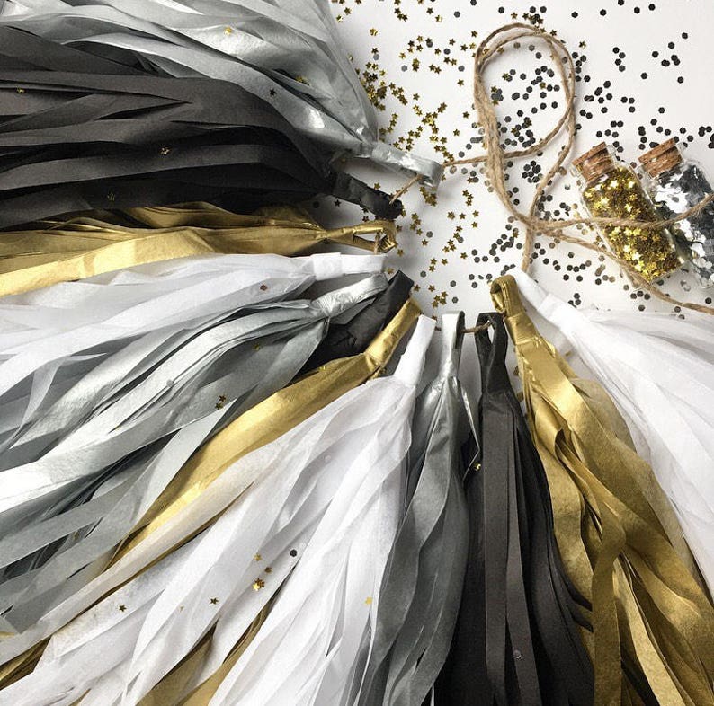 NYE SPARKLE tissue paper tassel garland silver gold wedding Etsy