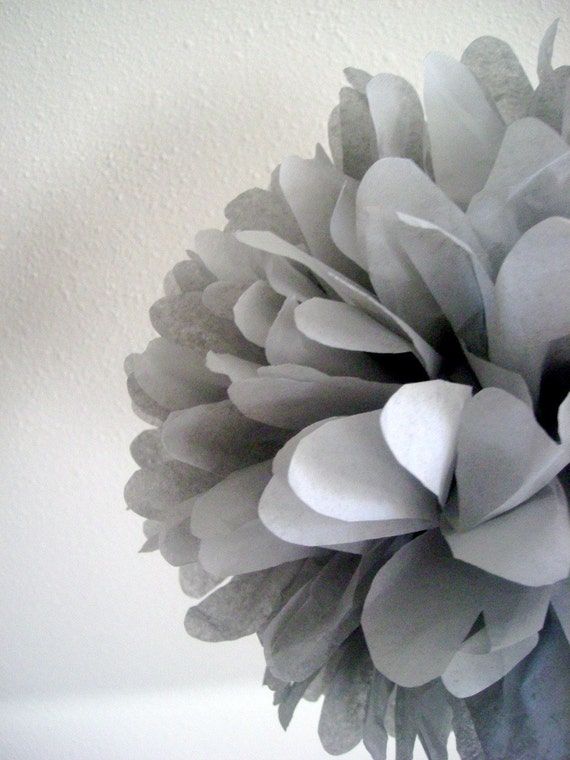 SLATE GRAY tissue paper pompom wedding decorations Hanukkah bar bat mitzvah whale nautical baby bridal shower boy nursery aisle chair marker Il_570xn
