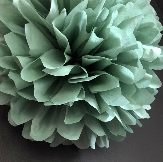 EUCALYPTUS GREEN tissue paper pompom flower wedding decoration aisle arbor arch chair marker baby bridal shower ceremony reception Christmas Il_570xn