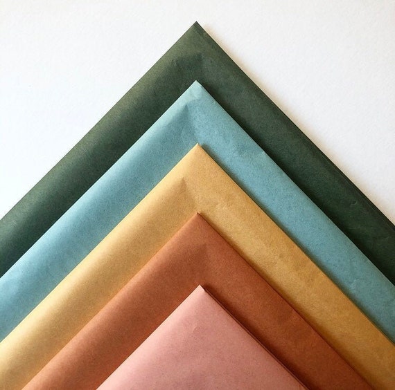 TISSUE PAPER SHEETS olive green blue mustard yellow retail and gift wrapping craft supply packaging diy art project decoupage pompom colors Il_570xn