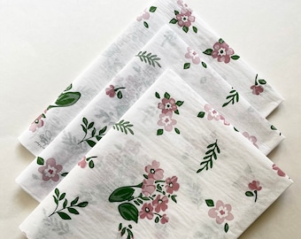 AMELIA tissue paper sheets gift present wrapping craft supply retail store packaging Flowers floral painting vintage pink green garden