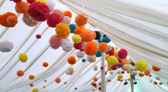 100 Bulk Pompoms Custom Colors Wedding Reception Ceremony Etsy