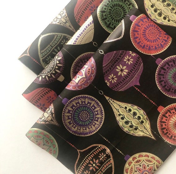 RETRO ORNAMENTS tissue paper sheets / gift present wrapping craft supply retail store packaging holiday Christmas Hanukkah Kwanza Xmas fall Il_570xn