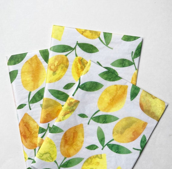 SUNNY CITRUS tissue paper sheets gift present wrapping craft supply retail store packaging diy lemon theme fruit yellow spring summer Il_570xn