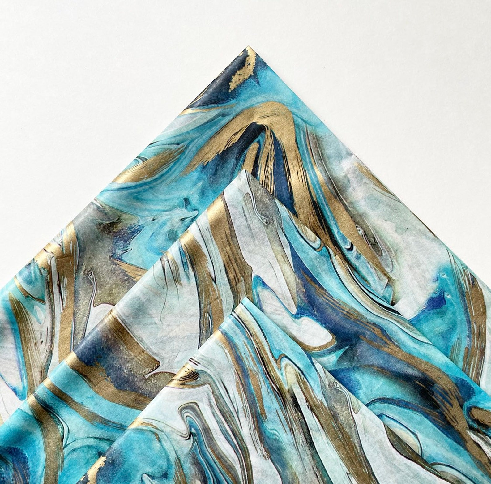 BLUE & GOLD MARBLE Tissue Paper Sheets / Gift Present Wrapping Etsy
