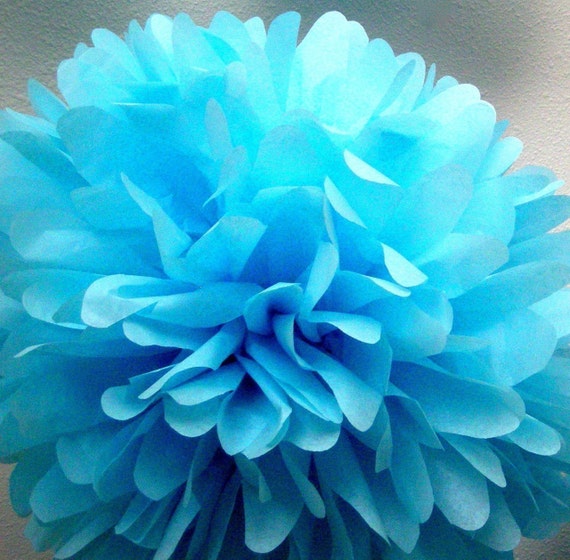 Azure Tissue Paper Pompom Turquoise Blue Wedding Decorations Etsy