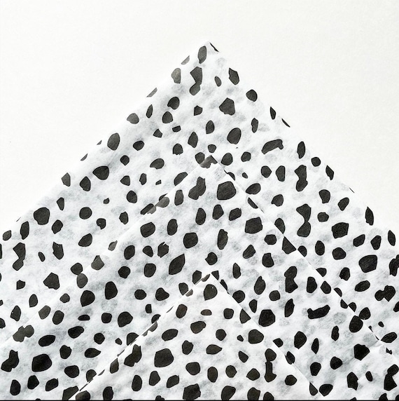 DALMATIAN tissue paper sheets / gift present wrapping craft supply retail store packaging black and white spots flecked modern boho neutral Il_570xn