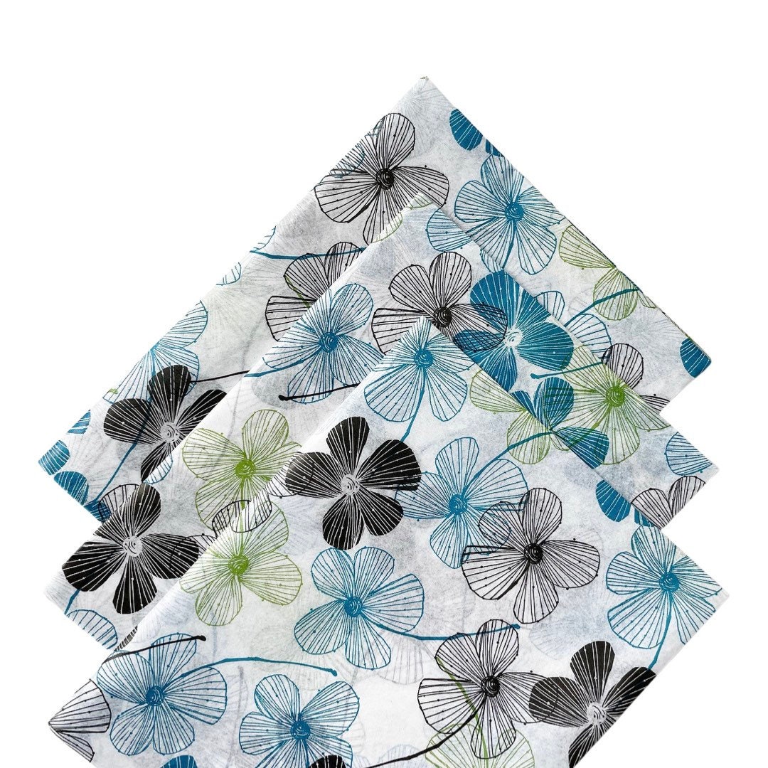 BLUE PANSIES Tissue Paper Sheets /gift Present Wrapping Craft Supply