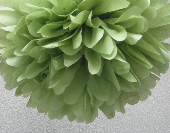 SAGE GREEN tissue paper pompom woodland forest boho rustic fall wedding decorations baby boy shower chair aisle marker arbor arch ceremony Il_570xn