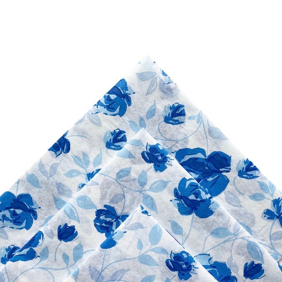 Blue Flower Pattern Kraft Wrapping Paper