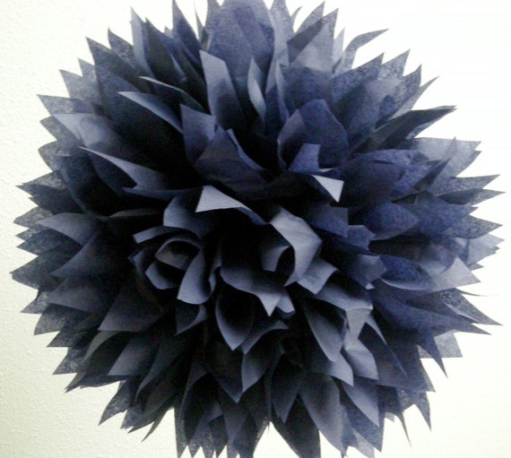 NAVY tissue paper pompom dark blue wedding decorations bar mitzvah nautical sailor sea graduation first birthday party nursery wall art Il_570xn