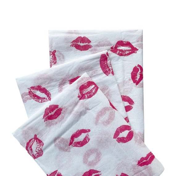 FIRST KISS Tissue Paper Sheets Gift Present Wrapping Craft Supply Retail  Store Packaging White Pink Lips Bachelorette Love Valentines Day -   Sweden