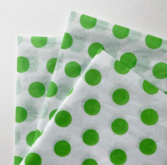APPLE GREEN POLKADOT tissue paper sheets gift present wrapping craft supply retail store packaging simple guy dad birthday Father’s Day Il_570xn