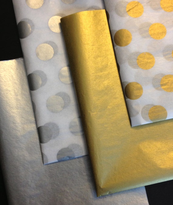 METALLIC TISSUE PAPER Sheets gold paper silver gift wrapping craft supply retail packaging diy New Years Eve decoupage art project decorate Il_570xn