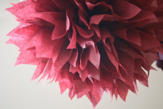 BURGUNDY tissue paper pompom wedding nye decorations fall theme holiday party rustic wedding wine tasting rose red mauve sangria kit Eid Il_570xn