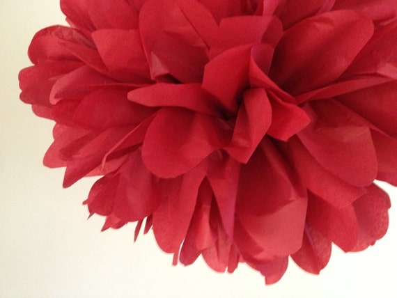 MAROON tissue paper pompom dark red classy traditional valentines wedding decorations ruby anniversary party aisle marker poms Eid Il_570xn