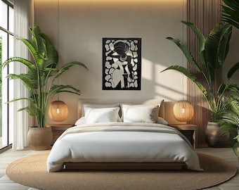 African Woman Wood Laser Cut Wall Art Decor