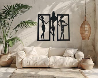 Wooden Laser Cut  African Women Wall Art