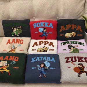 Cartoon Squad Embroidered Sweatshirt, Lover Characters Embroidered T-shirt, Yip Yip Team Embroidered Hoodie