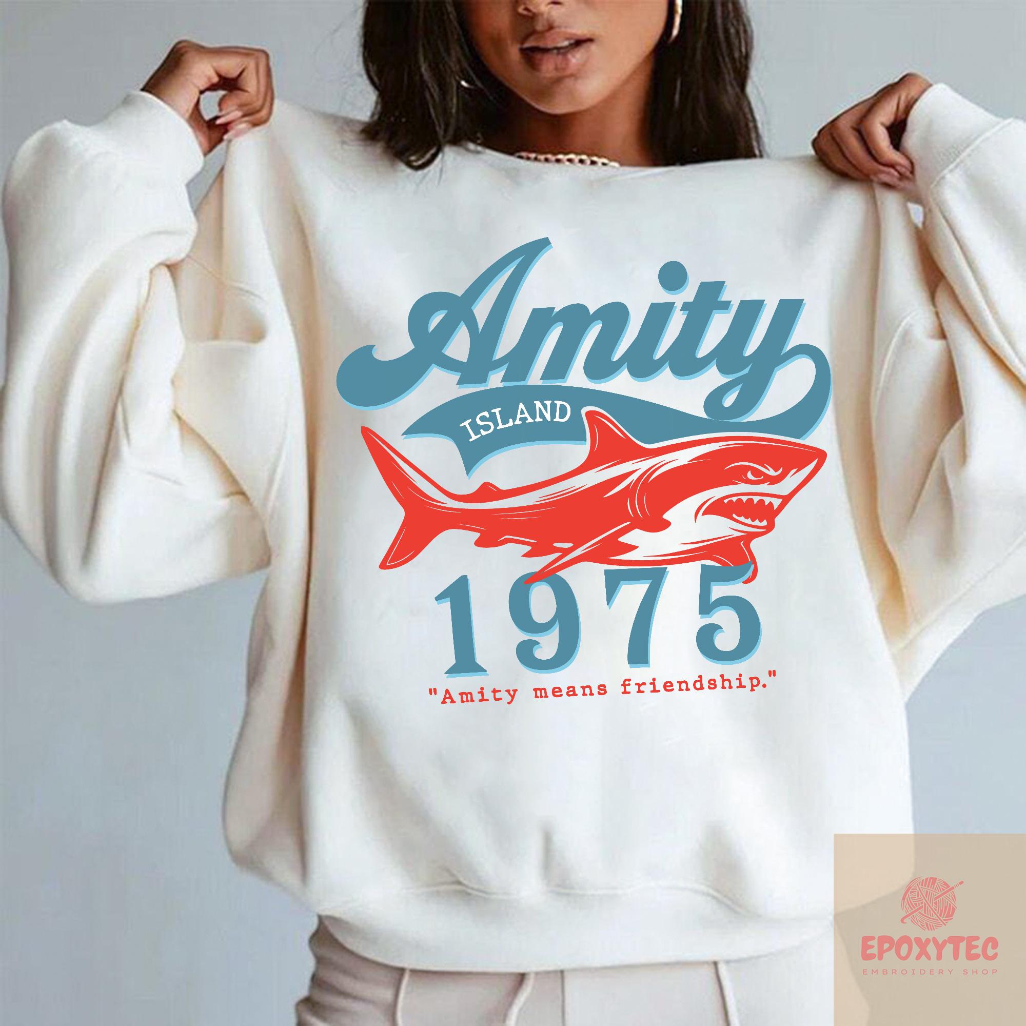 Amity Island 1975 Shirt, Jaws Movie Tee, Shark Week Tshirt, Retro Beach Thriller Shirt, Great White Shark Horror Movie Fan, 50th Anniversary