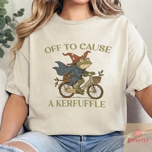 Off to Cause a Kerfuffle Frog T-shirt, Funny Weirdcore Sayings Unique Tshirt Tee Adults Men Women Meme Graphic Sarcastic