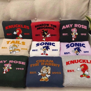 Sonic the Hedgehog 2025 geborduurd sweatshirt, Sonic and Friends geborduurd shirt