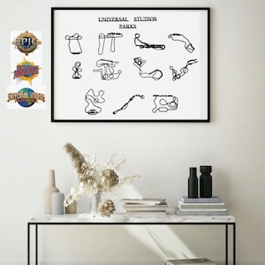 Universal Studios Parks Roller Coaster 3D Print Wall Art Set Track Layout Epic Universe Blueprint Roller Coaster Room Gift Decor
