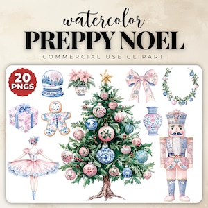 Adrotische Weihnachtscliparts: Rosa & Blaues Aquarell PNG Bündel