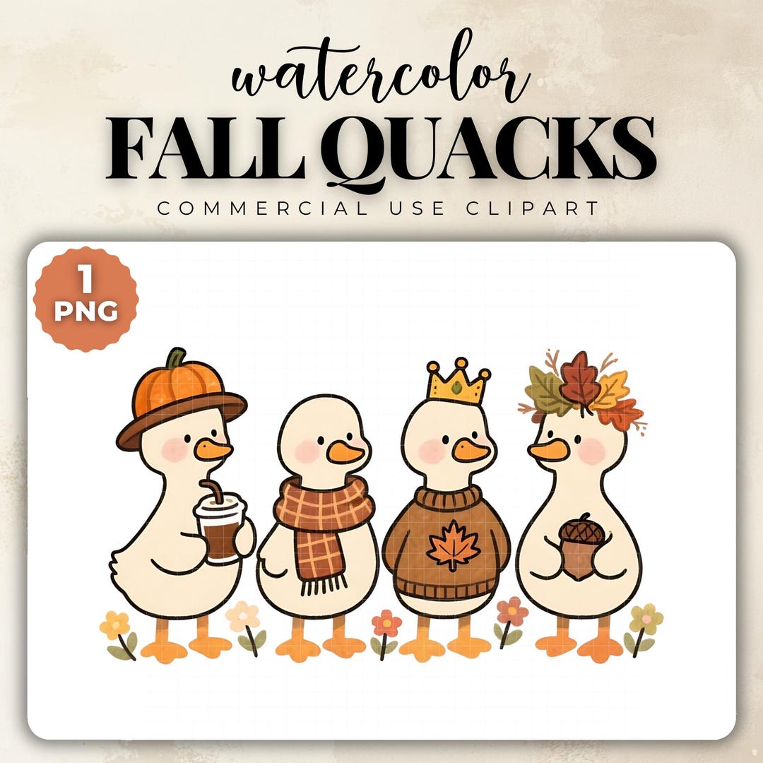 Fall Duck Clipart: Autumn Animals PNG (digital Download) - Etsy