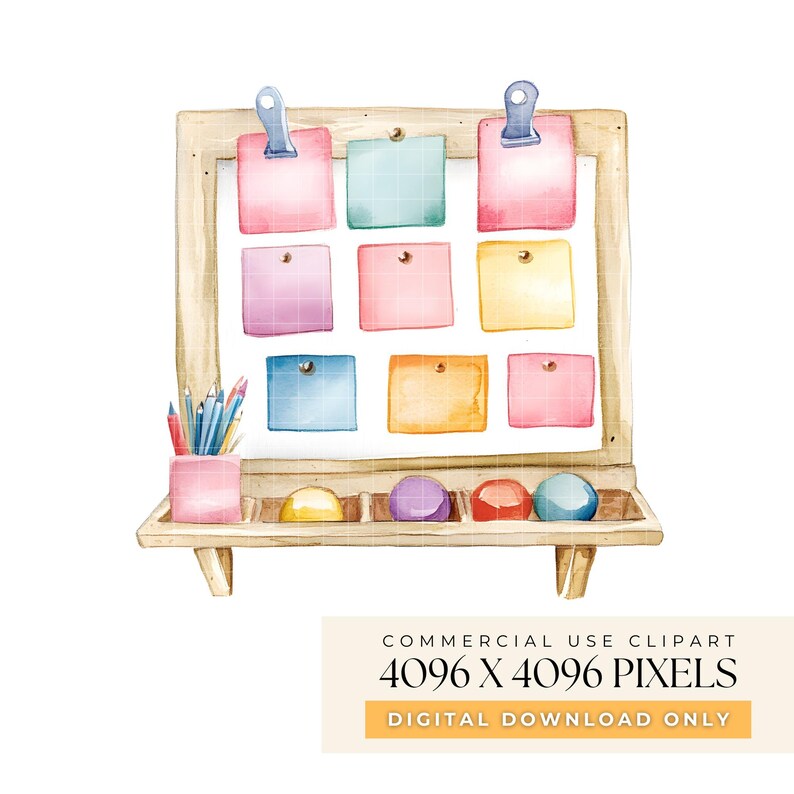 Back to School Clipart, Pastel Watercolor School Supplies, Cute Kids ...