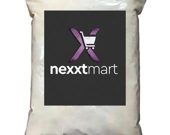 May include: A white resealable plastic bag with a black label. The label has a purple X with a shopping cart icon and the text "nexxmart".
