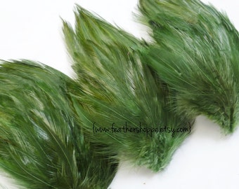 SET OF 5 - Moss Green Hackle Feather Pad