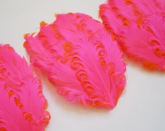 SET OF 5 - Hot Pink on Orange Nagorie Curled Goose Pad - Baylee II