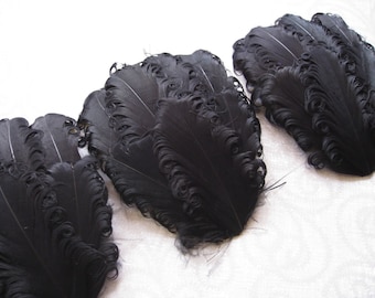 Feather Pads  - SET OF 5 - Black Nagorie Curled Goose Feather Pads