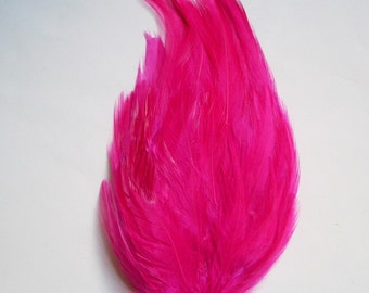 Set of 5 Fuschia Hackle Feather Pads