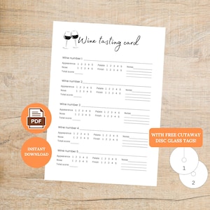 Wine Tasting Printable Card | Wine Tasting Sheet | Tasting Score Card | Digital Download
