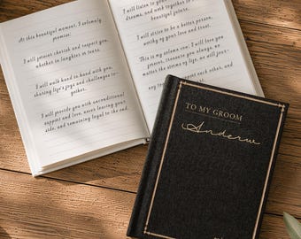 Personalisiertes Leinen Gelübdebuch 2er-Set, elegante Hochzeitszeremonie-Broschüren, Sprachnotizbuch, Braut- und Bräutigam-Verlobungsgeschenk, Andenken für Paare