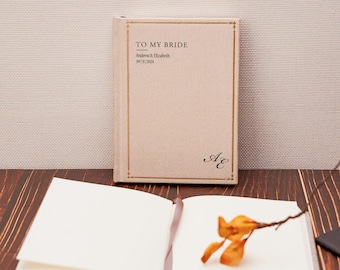 Personalized wedding linen vow books, wedding ceremony booklets, luxury speech notebook for bride and groom, perfect couple engagement gift
