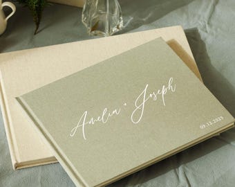 Libro de visitas de boda personalizado, álbum de fotos de boda de lino, álbum de recortes de boda, libro de visitas de recepción, recuerdo de compromiso y aniversario.