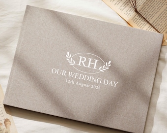 Libro de visitas de boda de lino personalizado, álbum de fotos de boda, álbum de recortes de fotos personalizado, libro de visitas de recepción, recuerdo de compromiso y aniversario.