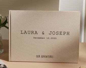 Custom our adventure book photo album, personalized linen scrapbook for couples, travel album, unique valentine’s gift, anniversary gift