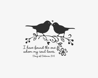 Love Birds Stamp   Birds in Love Stamp   Wedding Stamp   I have found the one whom my soul loves   Bible Verses about Love   C400