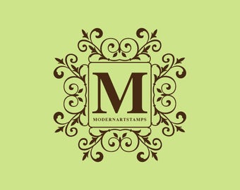Custom Stamp Custom Rubber Stamp Monogram Stamp Wedding Stamp Personalized Stamp Elegant Monogram Stamp C84