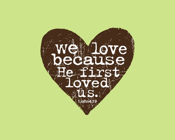 Herz Stempel Liebe Stempel Wir Lieben Weil Er Uns Christian Etsy