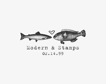 Wedding Stamp, Custom Wedding Stamp, Custom Stamp, Custom Rubber Stamp, Personalized Stamp, Vintage, Love, Fish, Beach Wedding, C394