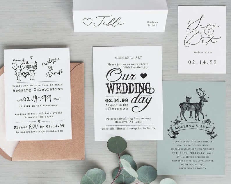 Wedding Invitation Stamp Wedding Stamp Custom Wedding Stamp Custom Stamp Personalized Stamp Newspaper Wedding Invitation W14 image 6