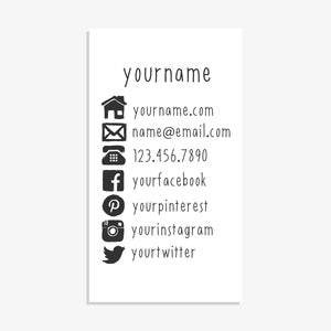 Social Networking Stamp Social Media Stamp Business Stamp Custom Rubber Stamp Custom Stamp Personalized Stamp Contact Info Stamp C211 Large 3 x 2"