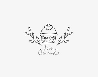 Cupcake Stamp, Bakery Stamp, Custom Rubber Stamp, Custom Stamp, Personalized Stamp, Made by Stamp, Made with Love Stamp, C255