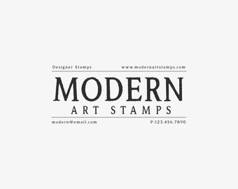 Business Card Stamp - Custom Text Rubber Stamp - Personalized Contact Info - Vintage C210